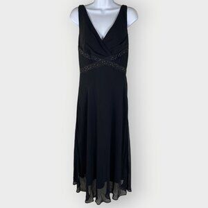 Scarlett Babydoll Slip Dress | 10 | Black Chiffon Beaded | Whimsigoth Y2K 90s